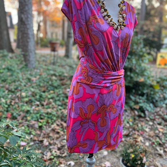 TIBI New York Pink & Lavender Print Wrap Dress, EUC, XS - Picture 2 of 10